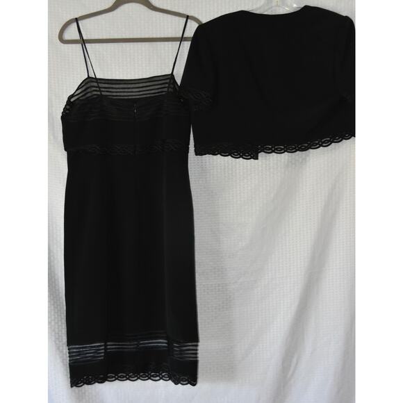 WILLIAM TRAVILLA Haute Couture Black Cocktail Dress With Jacket Size 12 - Picture 8 of 12